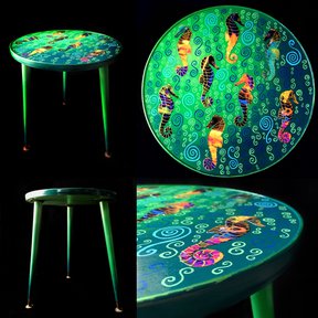 Seahorse table - hand-painted and decoupaged - When I Decorate Things