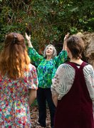 outdoor singing with diverse group younger