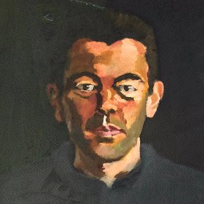 Self-portrait, oil on paper