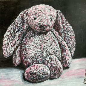 Bunny portrait - acrylic paint - When I Decorate Things