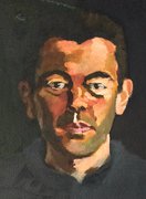 Self-portrait, oil on paper