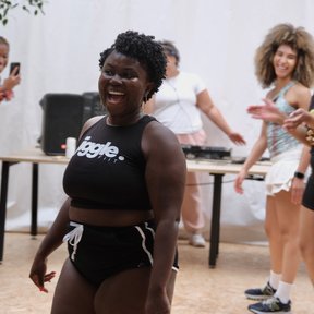 Picture of JiggleFiTT founder Nana smiling in her class