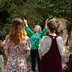 outdoor singing with diverse group younger