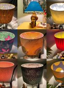 A selection of my limited edition hidden shades which have a plain fabric on the outside and a patterned fabric on the inside which shows through when illuminated